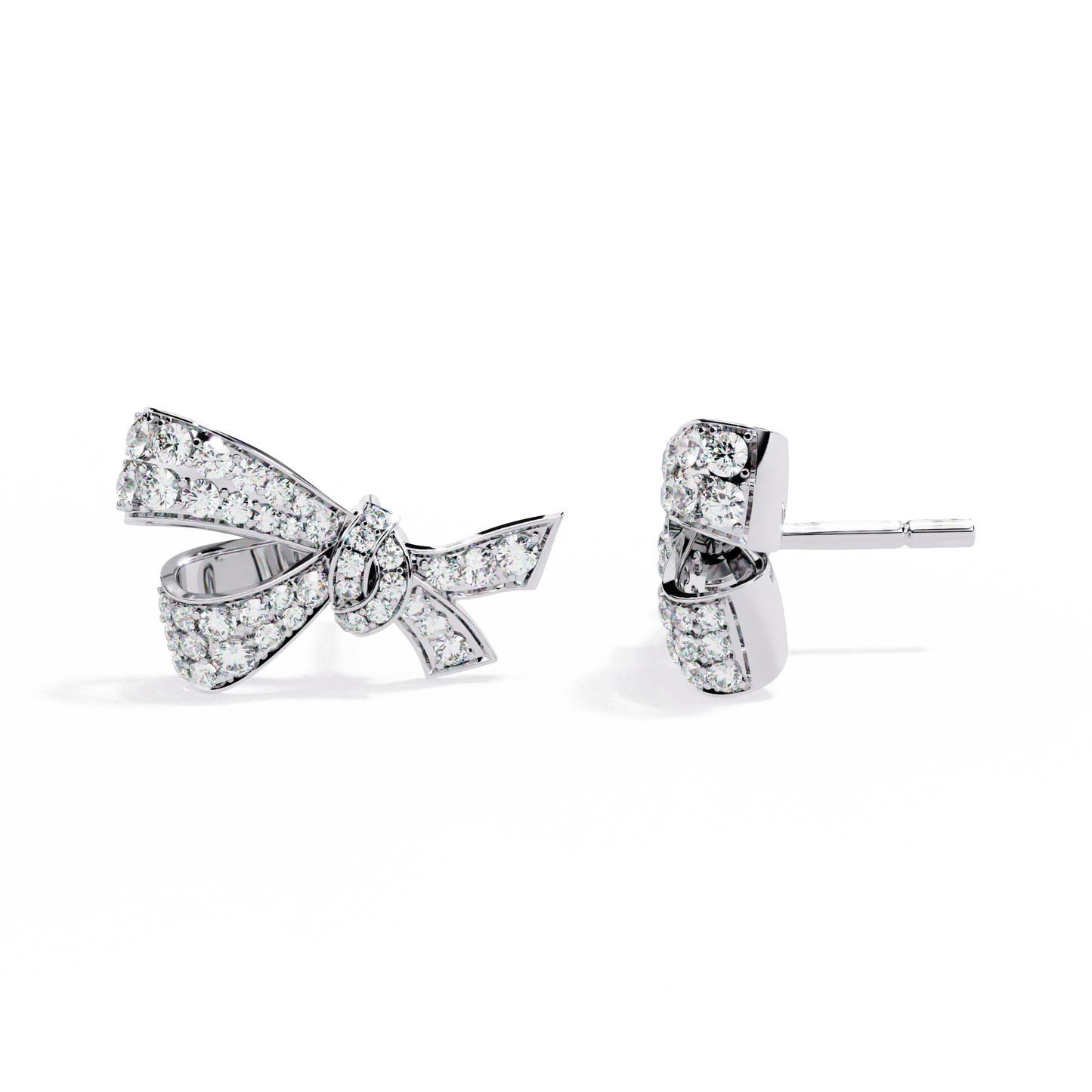 Bow Design Earrings With 18kt White Gold Plating