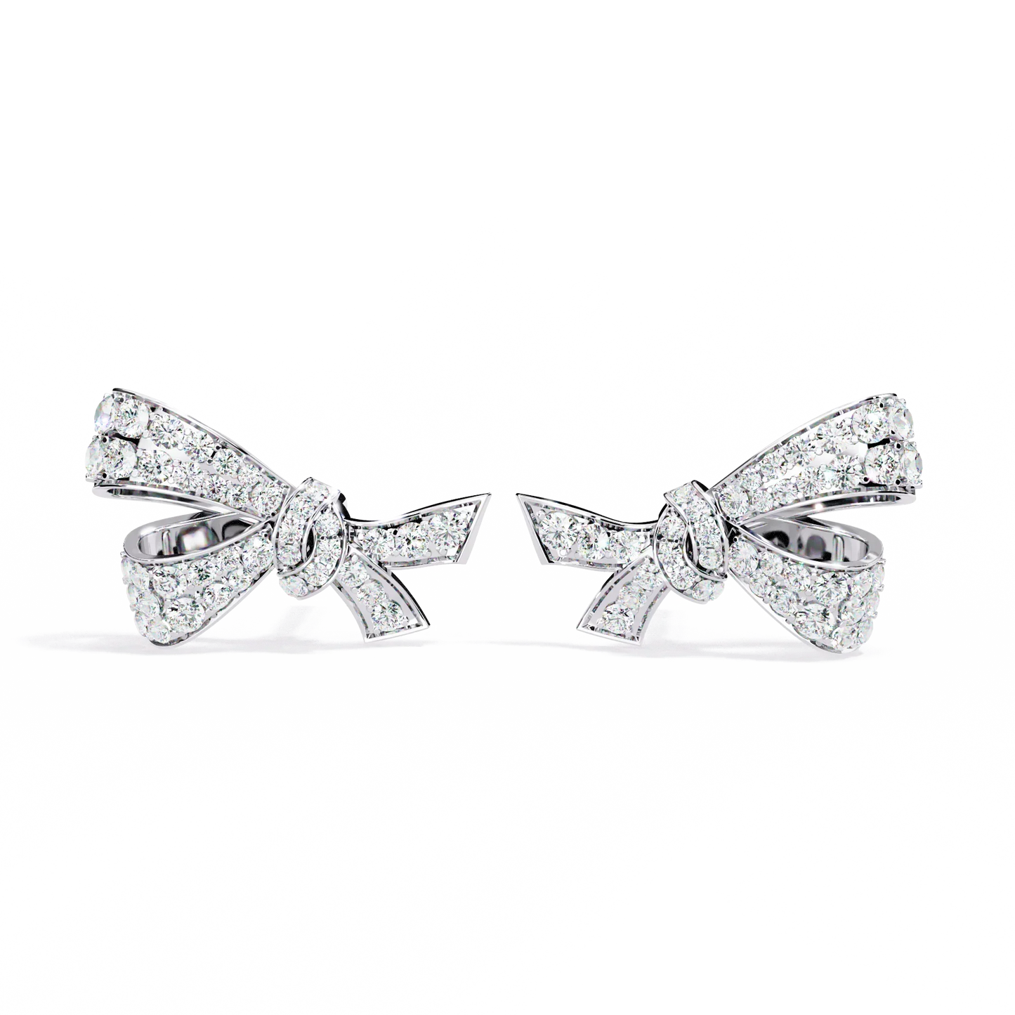 Bow Design Earrings With 18kt White Gold Plating