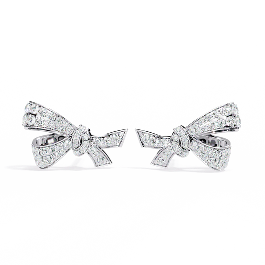 Bow Design Earrings With 18kt White Gold Plating